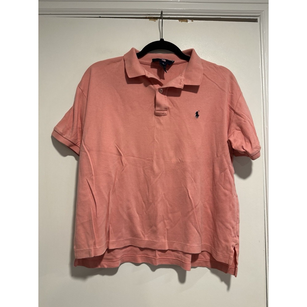 Vintage 90s Polo Sport Ralph Lauren Women's Sz:L Coral Polo Top preppy classic